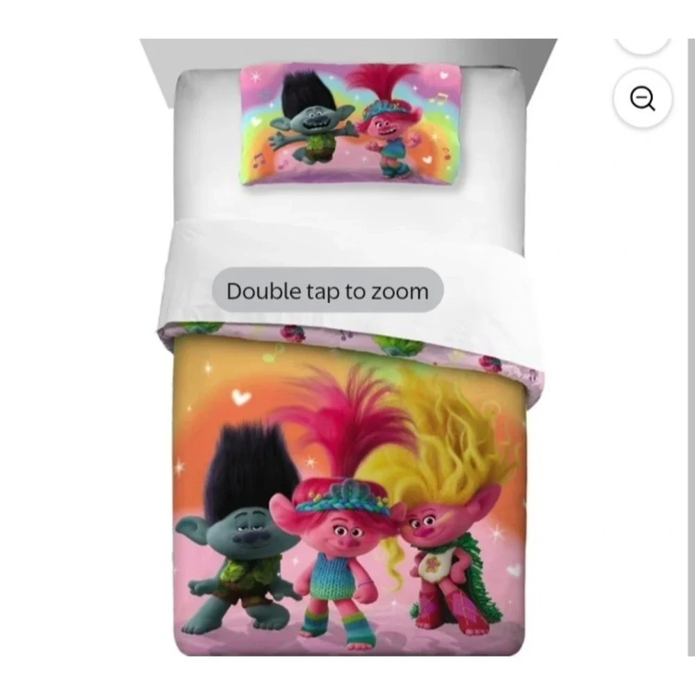 DreamWorks Trolls Band Together Reversible Comforter‎ Twin Full Rainbow Pink